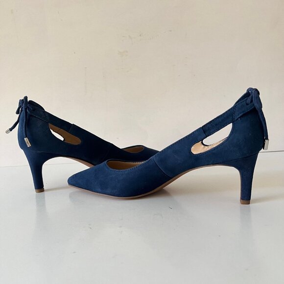 NEW Franco Sarto Real Suede Bow Back Pumps Shoes in Blue, Size 7.5 M - Picture 7 of 16